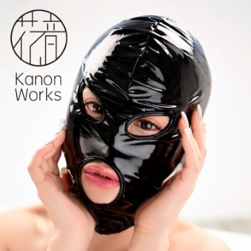 Kanon Works（花音ワークス）　エナメル生地目・口アキ全頭マスク