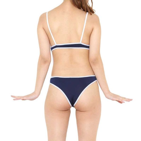 スクール水着 (オープンバック) 紺×白ライン