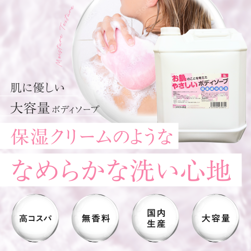 お肌のことを考えたやさしいボディソープ 5L 無香料（ノズル付き）
