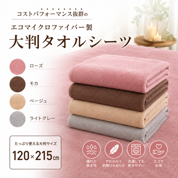 エコマイクロファイバー 大判タオル シーツ (2768匁)