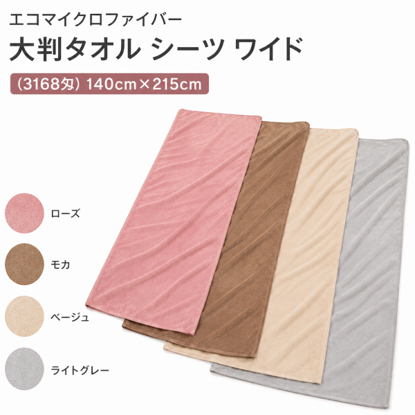 エコマイクロファイバー 大判タオル シーツ ワイド (3168匁)